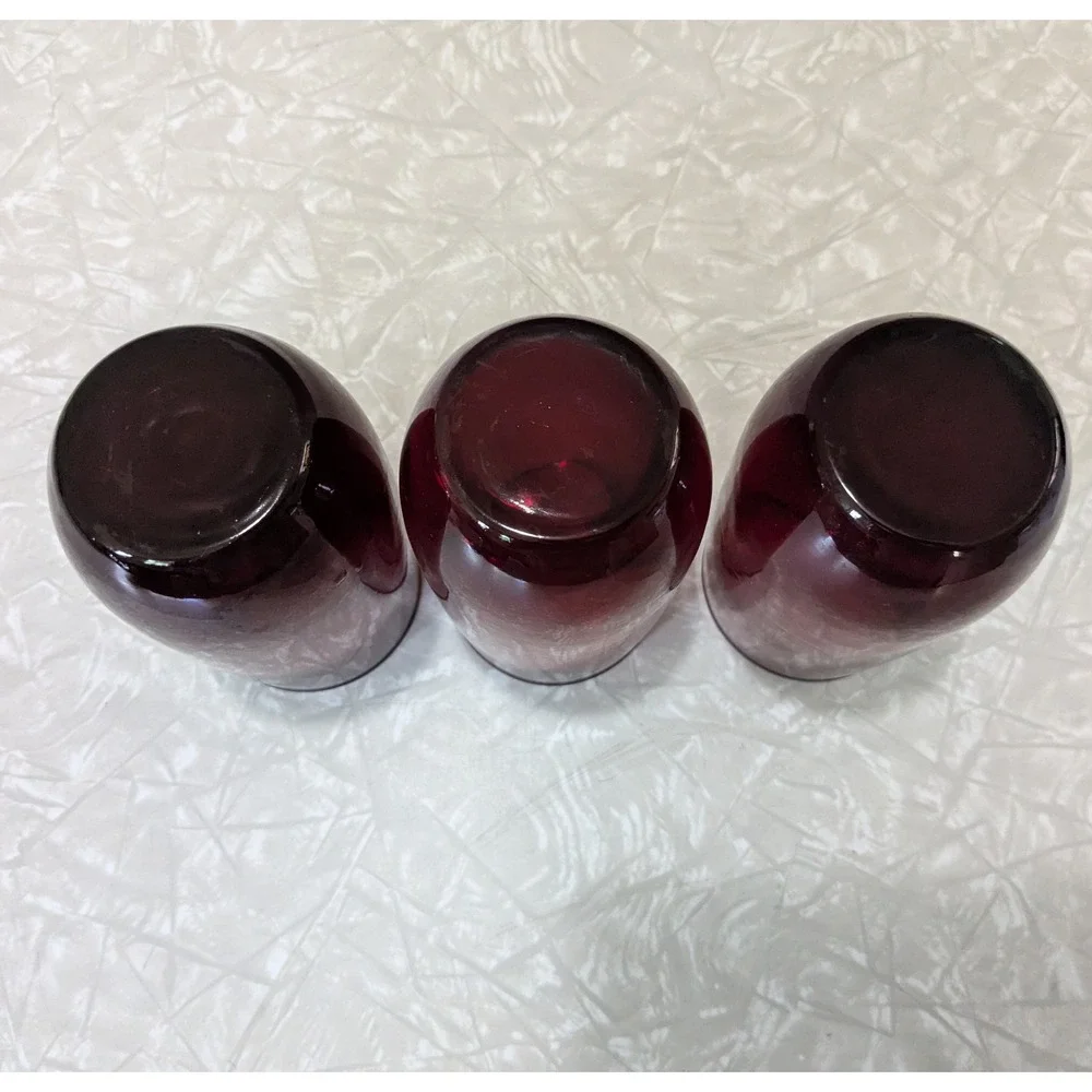 Vintage‎ Anchor Hocking Royal Ruby Roly Poly 5in Flat Iced Tea Tumblers Set of 3
